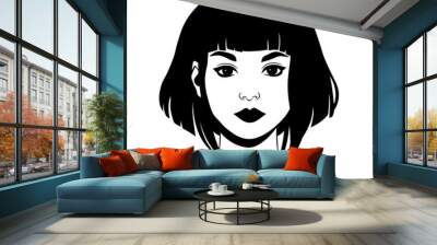 portrait of a beautiful girl with short haircut Wall mural