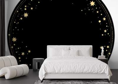 round end frame with gold star ornament Wall mural