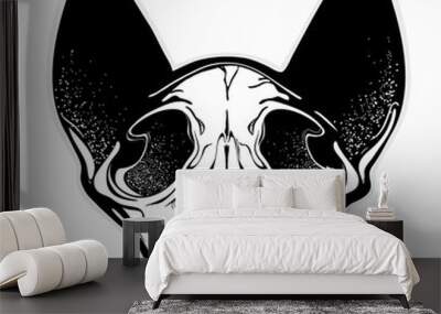 stylized Monochrome patterned cat skull Wall mural