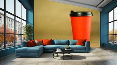  A cup of aromatic coffee with you, red bright cup Wall mural