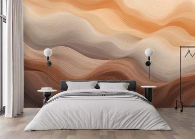 Digital illustration of abstract sand dunes mimicking desert landscape with flowing lines and warm colors. Wall mural