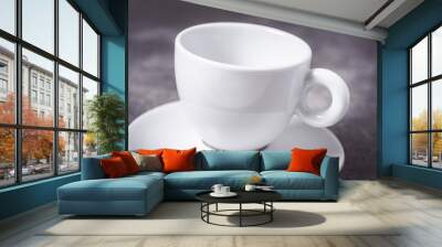 Empty White Espresso Coffee Cup on Dark Background Wall mural