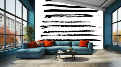 Ink black grunge stripes set. Vector illustration Wall mural