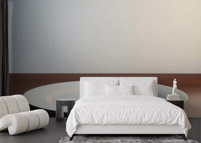 3d rendering empty white dish on a wooden table Wall mural