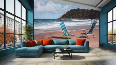 chairs on the beach Wall mural