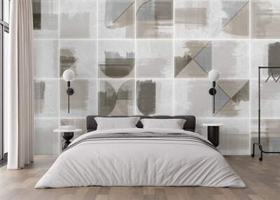 brush effect with geometric pattern, mosaic wall tile design Wall mural