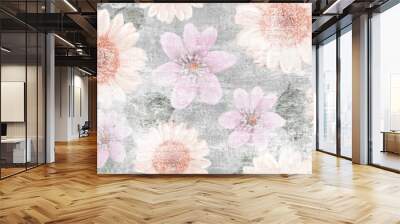 Flowers Vintage repeating background, artwork floral antique pattern Wall mural