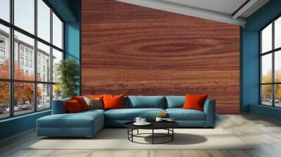 Marron wood texture. Super long walnut planks texture background.Texture element Wall mural