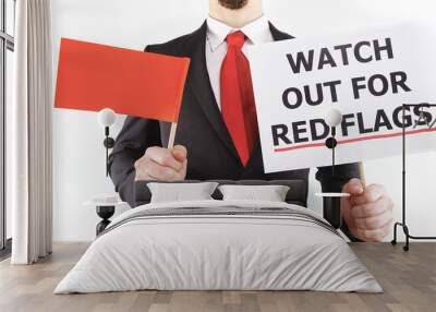 Headless businessman warning you about Red Flags Wall mural