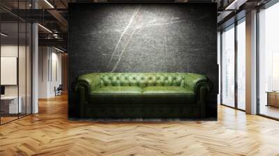 leather sofa in dark room Wall mural