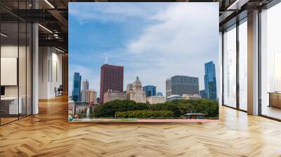 Chicago skyline panorama from Park at day time. Chicago, Illinois, USA. Skyscrapers of financial district, a vibrant business neighborhood. Wall mural