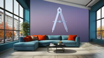 Engineer Architect Compass Silver 3d Icon Wall mural