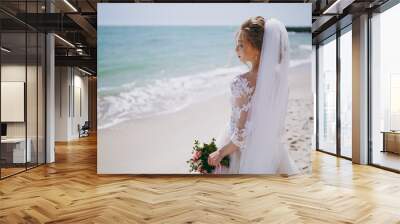 Portrait of a beautiful bride on wedding day Wall mural