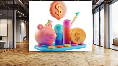 3d corporate finance icon, colorful Wall mural