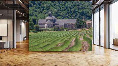 Abbaye Notre-Dame de Senanque Cistercian abbey surrounded by lavender fields near Gordes, Gordes, Provence, Luberon, Vaucluse, France Wall mural