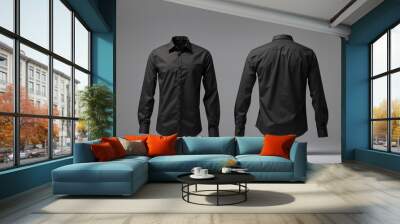 3D rendering with long sleeve work shirt template (front) mockup isolated on white background, Fashion mockup concept. Wall mural