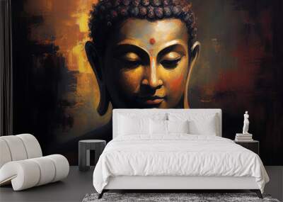 Buddha statue, Oil Painting, Generative AI Wall mural