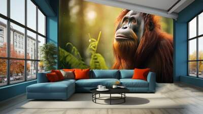 Orangutan in its Natural Habitat, Wildlife Photography, Generative AI Wall mural