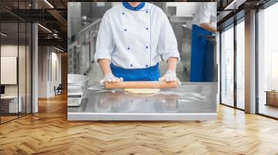 Chef preparing pastry in his kitchen

 Wall mural