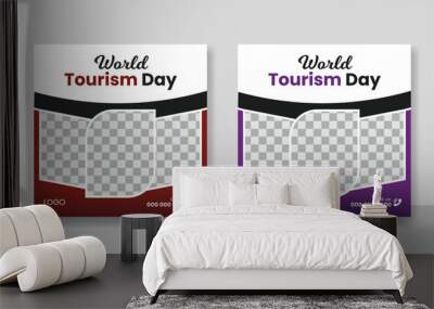 World Tourism Day social media post design template Wall mural