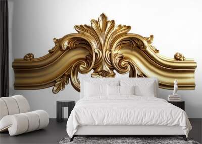 A decorative gold frame on a plain white background Wall mural