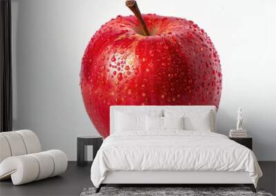 A juicy red apple with water droplets glistening on its surface Wall mural