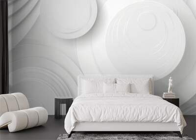 A simple white wall with circles of various sizes and shapes, suitable for use in design and decoration Wall mural