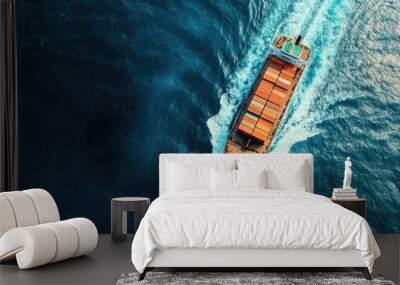 Container Ship Crossing Water Wall mural