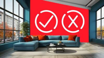 correct and incorrect icon, right and wrong sign Wall mural