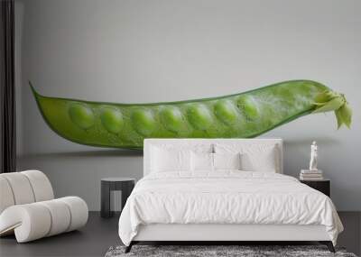 Single green pea sitting on a white background Wall mural