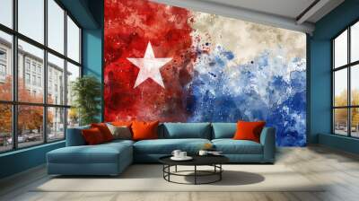 Star on American flag, patriotic symbol for independence day or celebration Wall mural