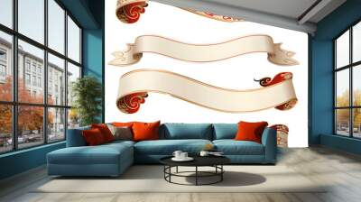 Chinese Light Color Scroll Paper Ribbon Banner Vector Design Transparent  PNG Wall mural