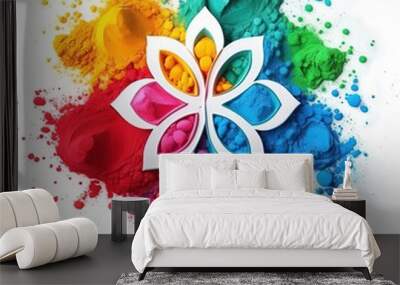 Illustration of colourful explosion for Happy Holi, Indian festival of colours new style theme Wall mural