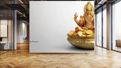 Innovative abstract, banner or poster for Dhanteras with Goddess Maa Lakshmi/ Pot full of golden coins for Indian Dhanteras and Diwali festival celebration

 Wall mural