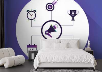 On-line media target audience digital marketing flat design vector concept Wall mural