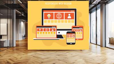 Responsive web design in modern flat vector style concept Wall mural