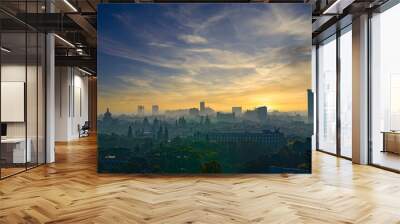 The Bangalore skyline is defined by a mix of modern and traditional architecture, reflecting the city's blend of ancient and contemporary cultures.  Wall mural