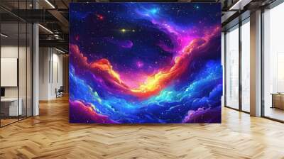 A cosmic Facebook post featuring a motivational quote with a digital galaxy backdrop. Wall mural