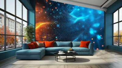 A futuristic technology concept exhibiting the extraction and analysis of patterns from vast datasets using dynamic digital elements and abstract light effects Wall mural