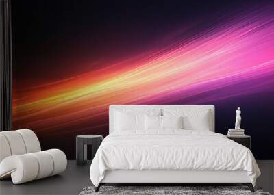 A grainy texture with a glowing orange pink wave and a black backdrop is used as an abstract background noise texture Wall mural