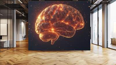 A network of glowing connections in the brain with neuroscience AI technology Wall mural