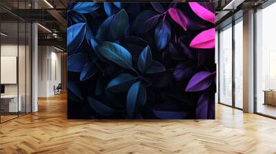 A pink, blue, black, and magenta abstract color gradient wave background grainy texture banner for a website header poster Wall mural