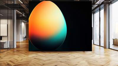 A vibrant poster banner design with an orange teal white blue gradient circle on a black background Wall mural