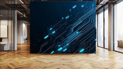 An abstract digital horizontal screen display layout with grid lines and digital elements for a showcase. Future digital technology concepts. Modern illustrations. Wall mural