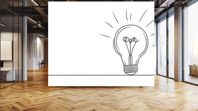 An illustration depicting the emergence of an idea in one line (light bulb). Conceptual illustration. Wall mural