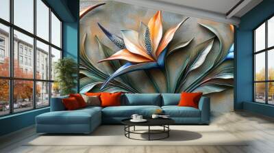 Branches adorned with flowers in a painting Wall mural