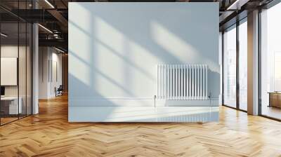 Close-up of an electric heater radiator with thermostat against a white wall in a minimalist interior Wall mural