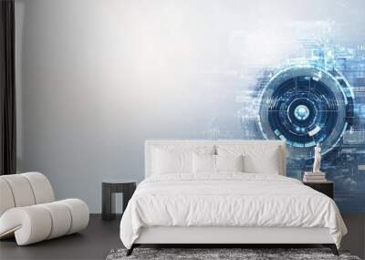 Colorful blue and white technology background Wall mural