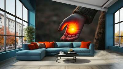 Concept of rheumatic arthritis, rheumatism, gout, swelling of joints in the hand. Wall mural