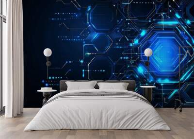 Future tech screen monitor with a futuristic concept and modern illustrations. Wall mural